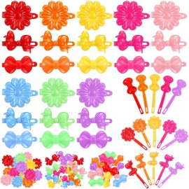 Janinka 72 Pcs Self-Hinge Plastic Hair Clips: 80s 90s Cartoon Colorful Cute Barrettes and Pins for Toddler Girls (Classic,Vibrant Color)