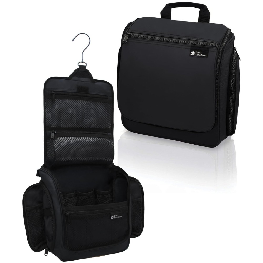 DD D&D Wanderlust D&D Hanging Travel Toiletry Bag for Men and Women - Extra Large Toiletries Organizer Kit with 10 Compartments, YKK Zippers, XXL Metal Swivel Hook, Water-Resistant Nylon