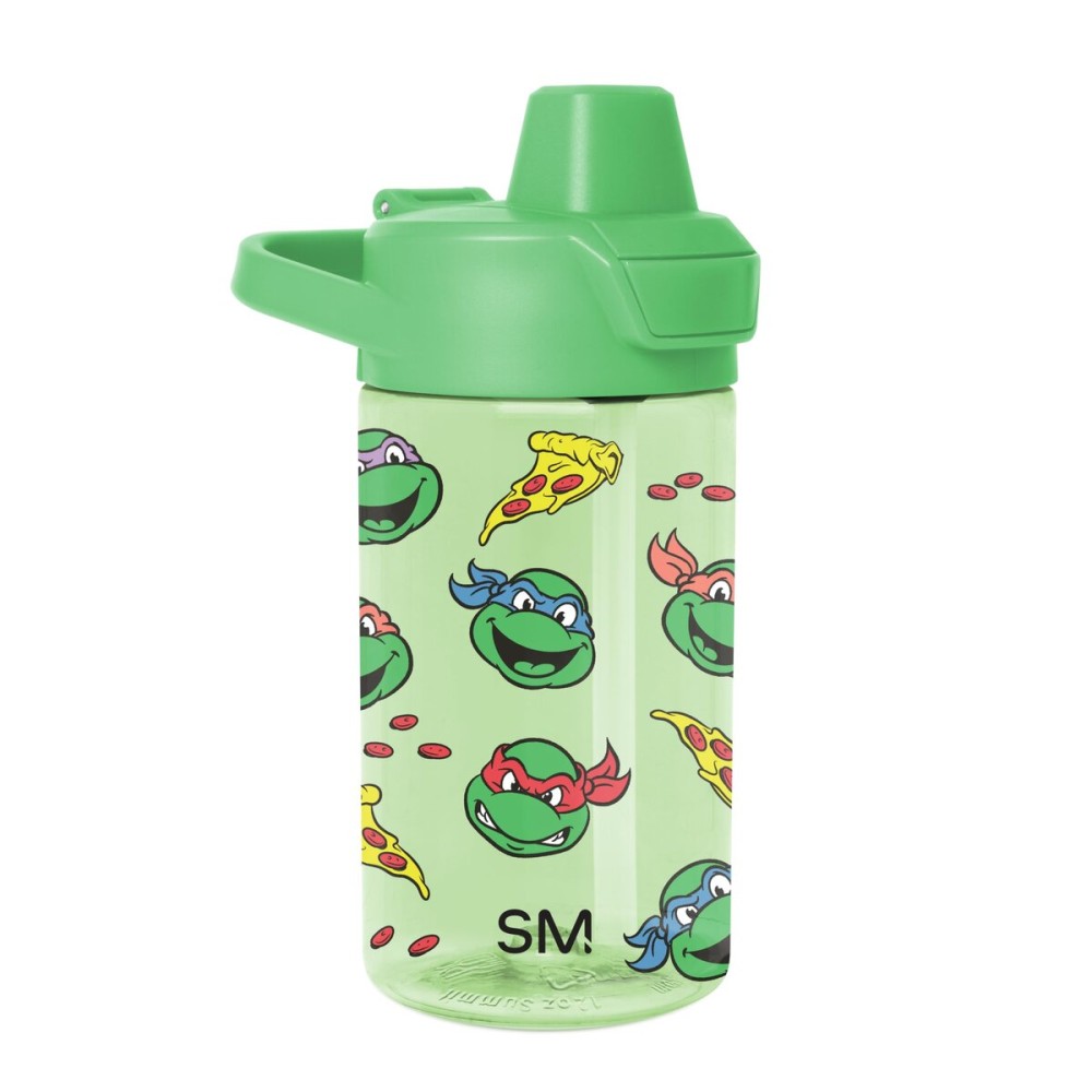 Simple Modern Teenage Mutant Ninja Turtles Kids Tritan Plastic Summit Water Bottle | 12 oz BPA-Free Cup with Covered Leak Proof Straw Lid for Boys, Toddlers | Pizza Time