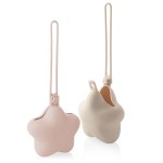 Ali+Oli BPA-Free Silicone Pacifier Holder Case (2-pk) Diaper Bag Accessory Newborn Travel Baby Pacifier Pouch (Blush-Sand)