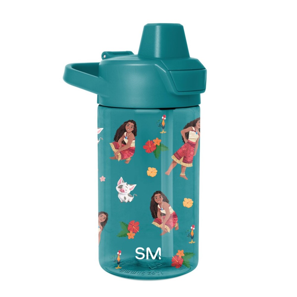 Simple Modern Disney Kids Tritan Plastic Summit Water Bottle | 12 oz BPA-Free Cup with Covered Leak Proof Straw Lid for Girls, Toddlers | Moana Oceana