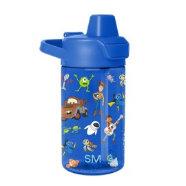 Simple Modern Disney Kids Tritan Plastic Summit Water Bottle | 12 oz BPA-Free Cup with Covered Leak Proof Straw Lid for Boys, Girls, Toddlers | Pixar Mashup on Blue