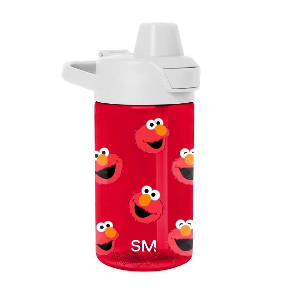 Simple Modern Sesame Street Kids Tritan Plastic Summit Water Bottle | 12 oz BPA-Free Cup with Covered Leak Proof Straw Lid for Boys, Girls,Toddlers | Elmo Says