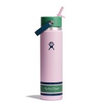 Hydro Flask Water Bottle - Insulated Stainless Steel - Wide Mouth Flex Straw Lid, Non Spill, Leakproof and Refillable in 24 Oz Campus Pink
