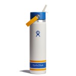 Hydro Flask Water Bottle - Insulated Stainless Steel - Wide Mouth Flex Straw Lid, Non Spill, Leakproof and Refillable in 24 Oz Campus Ivory