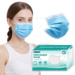LEMENT 125 Pcs Blue Disposable Face Masks, 3 Ply Face Mask Elastic Earloops for Adults, Disposable Blue Mask for Indoor Outdoor
