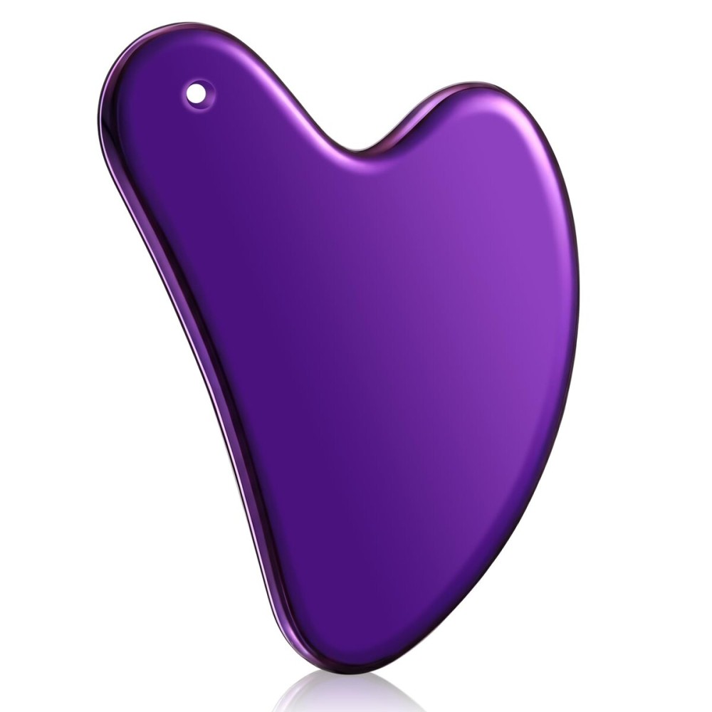 Nuanchu Stainless Steel Gua Sha Facial Tools Metal Guasha Tool for Face Body Jawline Shaper, Double Chin Reducer, Puffiness Reducing, Lymphatic Drainage Massager Skin Care Gift with Pouch(Purple)