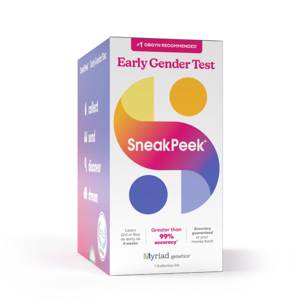 SneakPeek Early Gender Test, Snap Standard, Discover Gender of Baby Early for Gender Reveal, Over 99% Accuracy at 6-Weeks, Virtually Painless, Lab Fee Included, 1 at-Home Test Kit