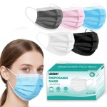 LEMENT Disposable Face Masks 125 Pcs, 3 Ply Face Mask Elastic Earloops for Indoor Outdoor, Disposable Masks for Adults, 5 Color