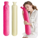 Hot Water Bottle with Cover, 2L Rubber Hot Water Bag with Soft Cover (2 Liter), for Cramps, Compress Pain Relief, Removable Hot Cold Pack (Rose Red)