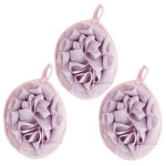 Boao 3 Pcs Bath Shower Pouf Sponge Mesh Pouf Shower Ball Exfoliating Body Sponge Pad Scrubber Glove with Flower Bath Ball (Purple)
