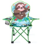 KABOER Sloth Kids Outdoor Folding Lawn and Camping Chair with Cup Holder and Carrying Bag, Sloth Children\'s Camping Chairs for Outdoor Beach Travel