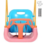 RedSwing 3-in-1 Baby Swing Seat, Toddler Swings, Anti-Flip Snug & Secure Detachable Infants to Teens Kids Swing Seat for Outside Playground, Pink Orange Blue