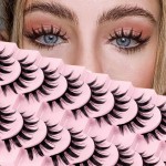 Losha Lashes Spiky Manga Lashes 10 Pairs Anime False Eyelashes 8D Wispy Eye Lashes Pack Soft Asian Fake Eyelashes (Doll)