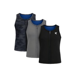 Kewlioo Men\'s Heat Trapping Zipper Sweat Enhancing Vest - Zip Up Compression Vest Shirt Shapewear Top - Gym Exercise Versatile Heat Shaper Jacket (Multicolor, XX-Large-3X-Large)