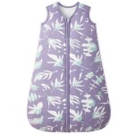 Unnivoll Baby Sleep Sack 6-12 Months TOG 2.5 Winter Baby Wearable Blanket, 100% Cotton Toddler Sleeping Sack with 2-Way Zipper Warm Soft Purple Leaf