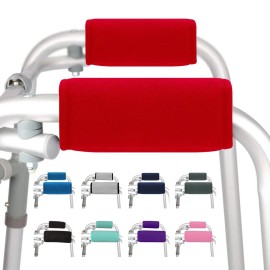 supregear Walker Grips (2 Pack), Soft Padded Hand Covers, Non-Slip Comfortable Cushion Padding for Folding Walker Handle, Moisture Wicking Mobility Accessory, Red