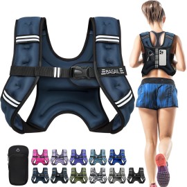 BAGAIL Weighted Vest, 5lb/8lb/10lb/12lb/15lb/20lb/25lb/30lb Weight Vest for Walking & Weight Loss, Reflective Rucking Vest with Phone Pouch for Women & Men, Home Gym & Outdoor Training