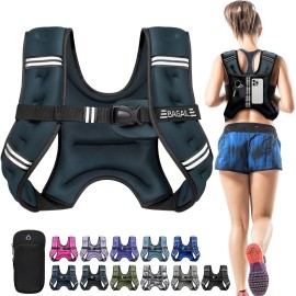 BAGAIL Weighted Vest, 5lb/8lb/10lb/12lb/15lb/20lb/25lb/30lb Weight Vest for Walking & Weight Loss, Reflective Rucking Vest with Phone Pouch for Women & Men, Home Gym & Outdoor Training