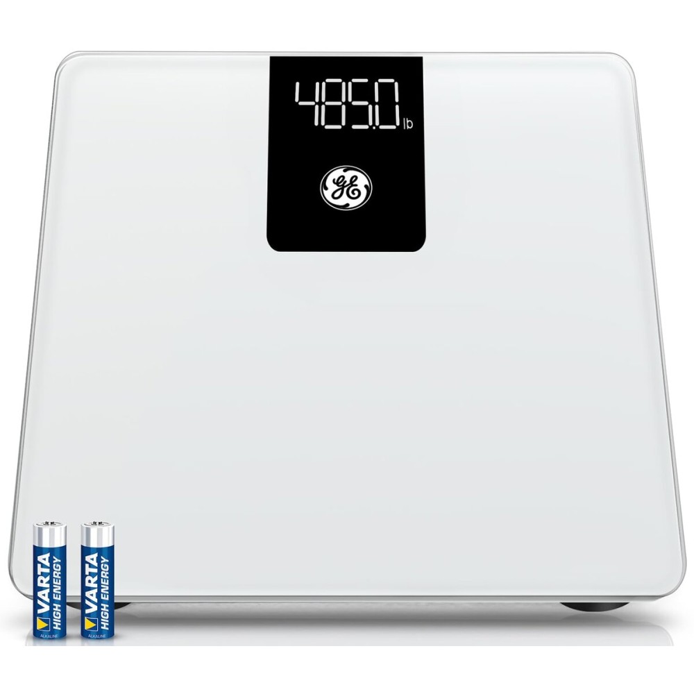 GE Bathroom Scale for Body Weight, Digital Weight Scales 500lb Heavy Duty Measuring Device for People Accurate BMI Weighing Machine with Bluetooth, White