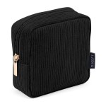 MAGEFY Small Makeup Bag for Purse Mini Cosmetics Bag Corduroy Cute Cosmetic Pouch for Women with Slip-in Pockets-Black