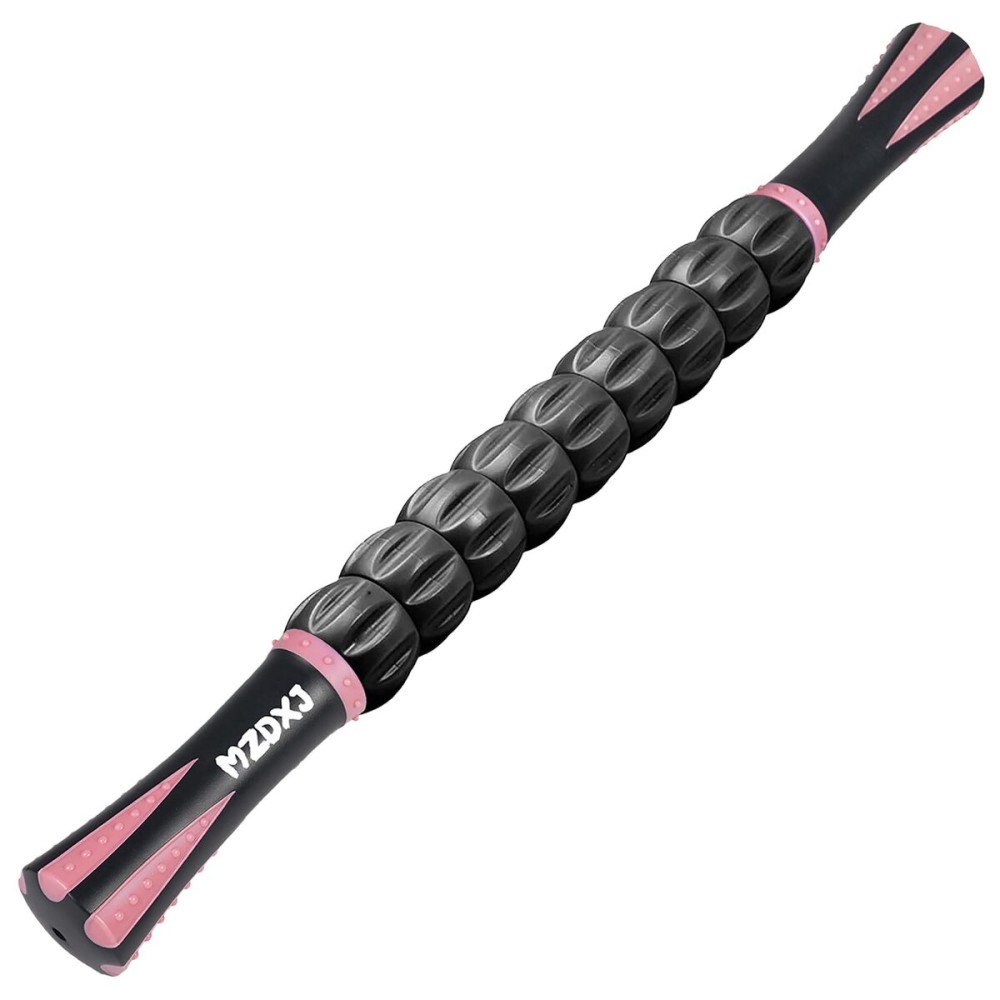 MZDXJ Muscle Roller Stick for Athletes - Deep Tissue Fascia Blaster & Roller Massager for Myofascial Pain Relief - Handheld Physical Therapy & Recovery Tool(Pink black-18 inch)