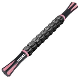 MZDXJ Muscle Roller Stick for Athletes - Deep Tissue Fascia Blaster & Roller Massager for Myofascial Pain Relief - Handheld Physical Therapy & Recovery Tool(Pink black-18 inch)
