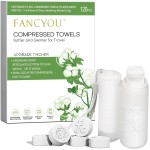 Fancyou Compressed Towel Tablets 120 Count with Silicone Dispenser, Portable & Compact Disposable Washcloths, Thicken Cotton Mini Facial Towels Coin Tissue Put in Pockets, Car, Backpacks, Handbag