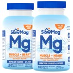 SlowMag Muscle & Heart Magnesium Chloride Supplement with Calcium, 180 Count, Supports Muscle Relaxation, Heart, Nerve & Bone Health, High Absorption (Pack of 2)