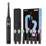 YUNCHI Electric Toothbrush for Adults and Kids, Sonic Rechargeable Toothbrushes with 8 Brush Heads, 1 Travel Case, 90 Days, 2 Min Timer, IPX7 Waterproof, 5 Modes, Type-C, 40000 VPM Motor, Black