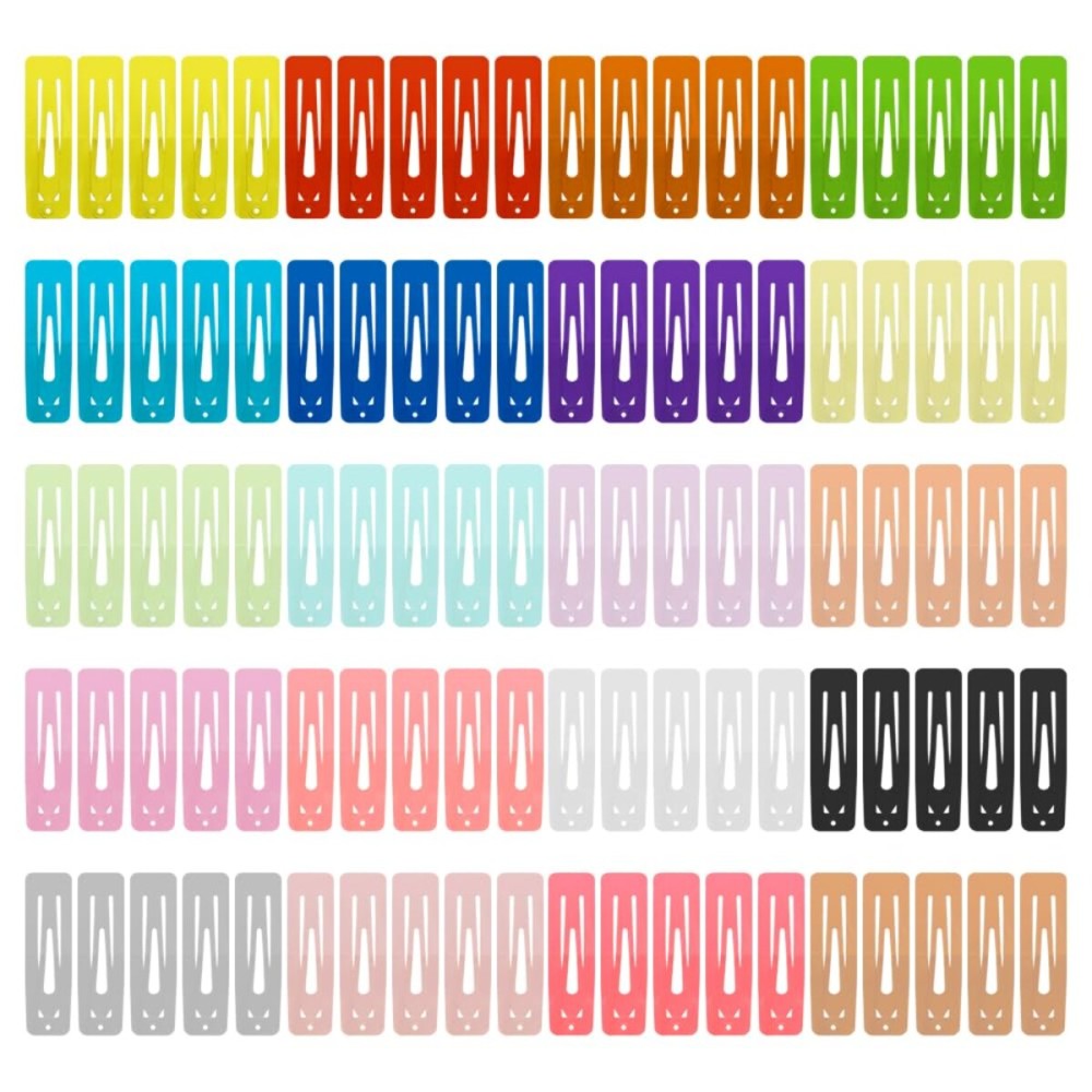 Hair Clips ECADY (100-Pack 20-Colors) Rectangle Non-Slip Snap Barrettes for Girls, Women, Kids - 2 Inch