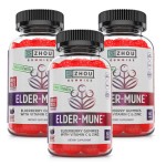 ZHOU Elder-Mune Elderberry Gummies - Black Elderberry Vitamin C, & Zinc, Daily Immune Support Supplement for Women & Men, Natural Chews for Adults & Children 4 & Up - 60 Gummies (3 Pack)