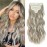 FLIACE Hair Extensions Clip ins, 6 PCS Wavy Extensions, Light Gray&Ash Blonde&Light Brown Thick Hair, Blends Well Hair Extensions (24Inch, 6PCS, Ash Blonde)