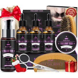 Boyfriend Birthday Gifts,Beard Care Kit Includes 3 Scented Beard Oil,Grapefruit Beard Shampoo & Balm, Brush, Comb,Scissors,Cool Men Stuff Christmas Stocking Stuffers Gifts for Men Him Dad Husband