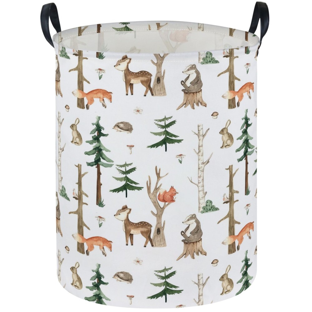Sanjiaofen Kids Laundry Hamper,Animal Laundry Basket Collapsible Woodland Storage Baskets for Home Decor,Office,Home Organizer,(Woodland animal