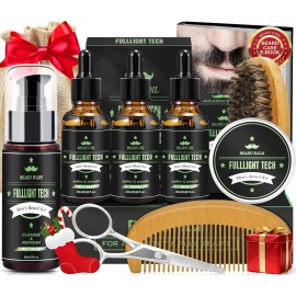 Dad Birthday Gifts,Beard Grooming Kit Includes 3 Scented Beard Oil,Sweet Tobacco Beard Shampoo & Balm, Brush, Comb,Scissors,Cool Men Christmas Stocking Stuffers Gifts for Men Him Boyfriend Husband