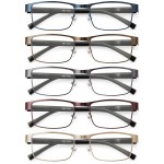 JOLISU 5PCS Reading Glasses Men - Blue Light Blocking Computer Metal Thin Frame Readers For Mens/Women3.75