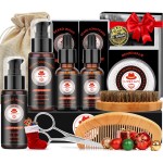 XIKEZAN Dad Birthday Gifts, Beard Care Kit with Bay Rum Beard Oils,Balm,Wash, Conditioner,Brush,Comb,Scissors,Valentines Fathers Mens Christmas Stocking Stuffers Gifts for Men Him Husband Boyfriend
