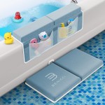 Comfortable Bath Kneeler and Elbow Kneeling Rest Pad for Baby Bathing Parents - Painless Foam Mat with Toy Organizer Pockets - Quick Drying, Foldable, Non-Slip for Baby and Toddler Bathing - Blue