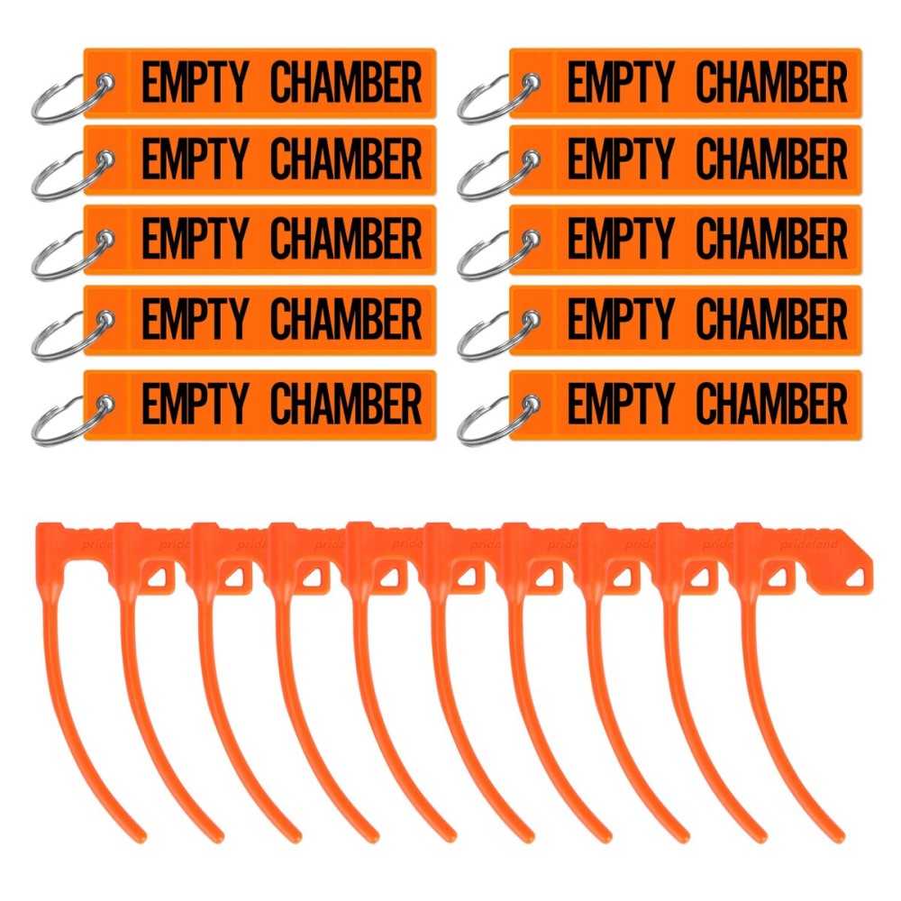 Pridefend Chamber Safety Flag with Reflective Light Bright Yellow Tags for Rifle Handgun Shotgun - Universal Gun Accessories (10 Packs, Reflective Orange)