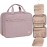 NISHEL Travel Toiletry Bag for women, Portable Hanging Organizer for Full-Sized Shampoo, Conditioner, Brushes Set, Makeup Accessories, Large Size, Peach Pink
