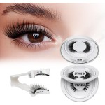 QUEWEL Magnetic Eyelashes 2 Pair Reusable Magnetic Eyelashes with Applicator No Glue Needed Eyelashes Cat Eye Natural Look Lash Clusters Kit Easy to Wear and Remove(B+J01)