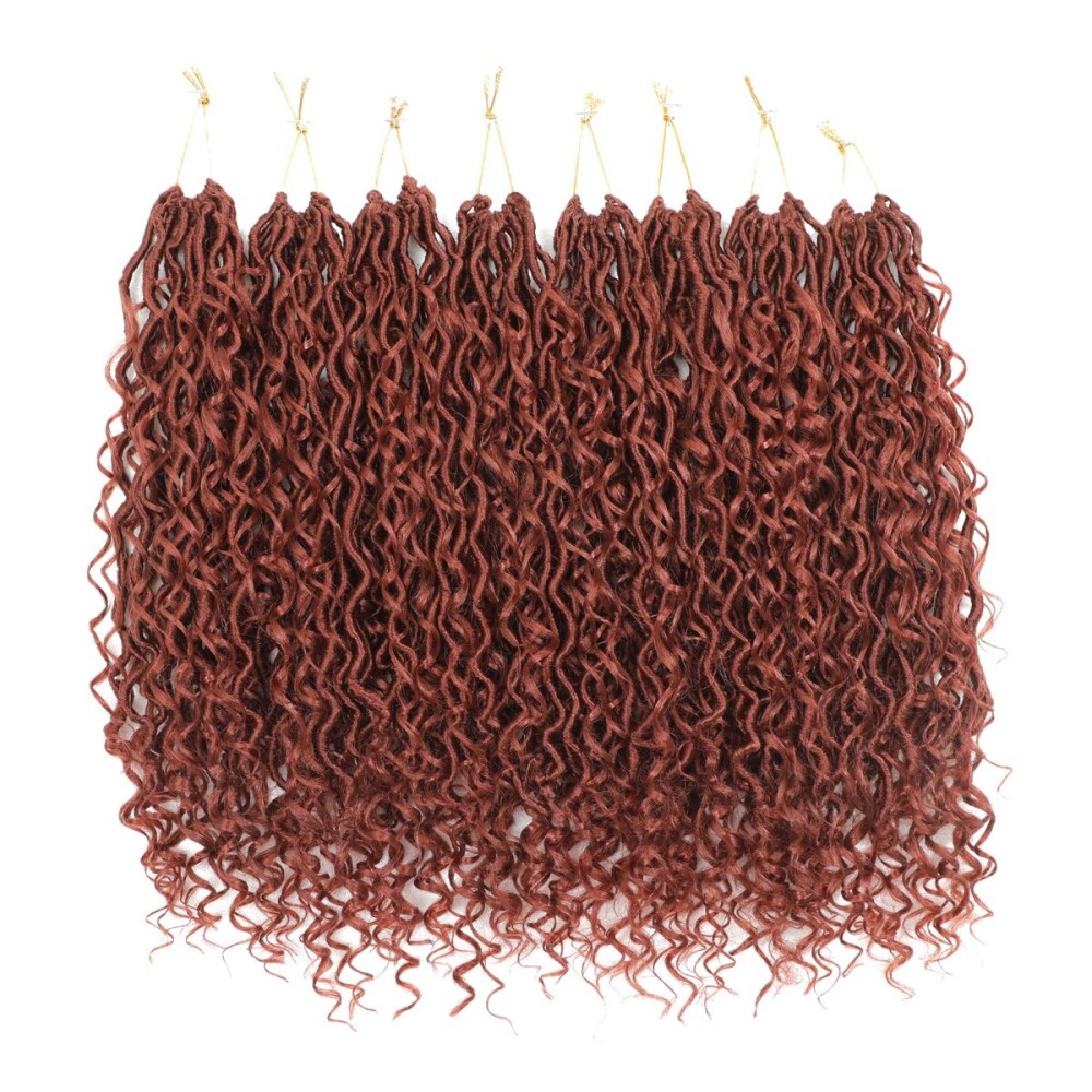 SamBraid Goddess Locs Crochet Hair 14 Inch, 8 Packs New Goddess Faux Locs Crochet Hair for Black Women, River Hair with Curly Ends (14Inch, 350, 8Packs)