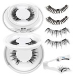 Higu clace Magnetic-Eyelashes with Applicator 2 Pairs Magnetic-Lashes Natural Look Wispy Magnet Lashes Easy to Wear and RemoveDJCX-C+N