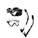 Aegend 2 Pack Snorkeling Gear for Adults, Dry Snorkel Set Panoramic View Enhanced Anti-Leak and Anti-Fog Technology, Adjustable Strap for Snorkeling Scuba Diving with Mesh Bag(Black&Clear Black)