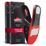 Premium Anti-Fatigue Shoe High Arch Support Insoles Men Women - Plantar Fasciitis Inserts - Orthotic Inserts Shoe Soles Standing All Day - Flat Feet Foot - Work Boot Insoles - 2 Pairs Black M