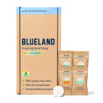 BLUELAND Foaming Hand Soap Refill Tablets, 4-Pack, Garden Blooms Variety Scents, Eco Friendly Cleaning Products, 4 x 9 Fl oz