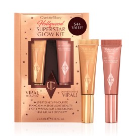 Charlotte Tilbury Hollywood Superstar Glow Makeup Kit - Limited-Edition Mini Beauty Light Wand Duo in Pinkgasm & Spotlight - Dewy Highlighter & Blush with Glow Gel Technology