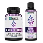 ZHOU Black Seed Oil & Capsules - Black Cumin Seed Oil Cold Pressed, Pure Unrefined Nigella Sativa, Premium Supplement for Health, Hair & Skin - 8 fl oz Bottle & 60 Capsules