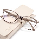 Madison Avenue Square Vintage TR90 Blue Light Blocking Reading Glasses for Women with Case, Anti Glare/Eyestrain Computer Readers Brown Demi +2.25